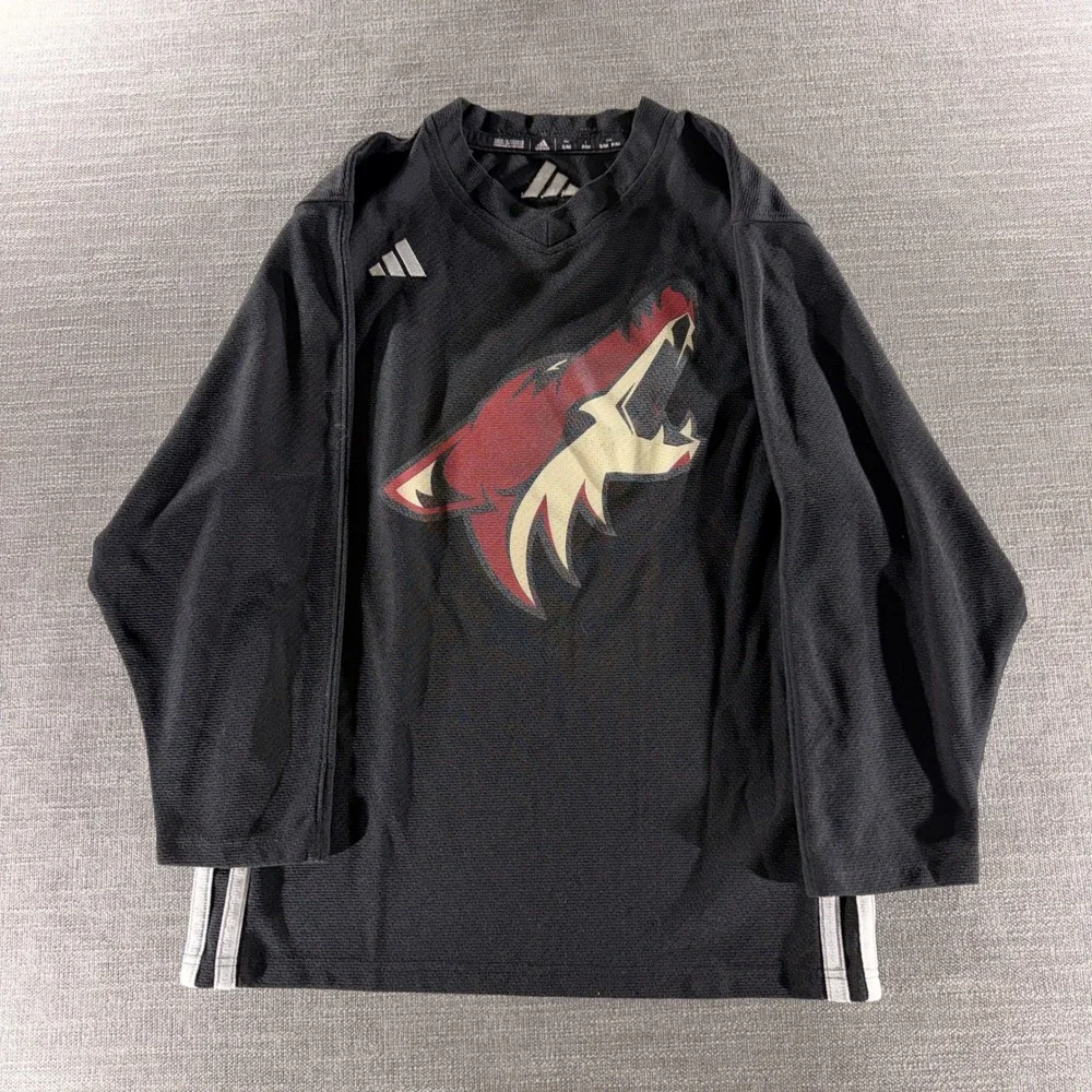 Adidas‎ Arizona Coyotes Hockey Jersey Youth S/M Black Excellent Sponsor Logos